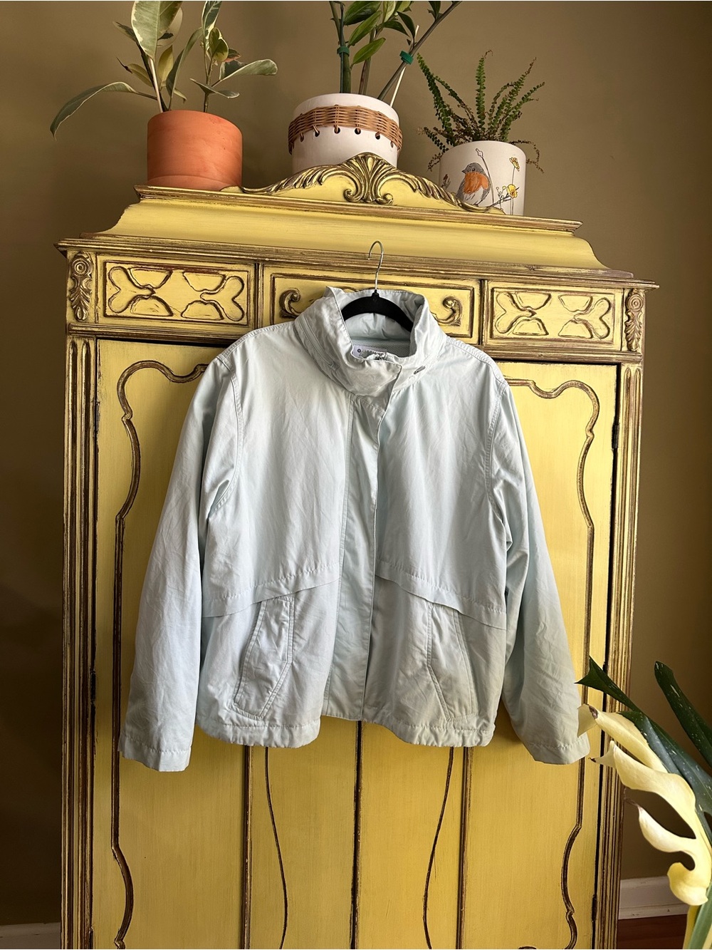 Athleta Light Blue Hooded Rain Utility Jacket XL EUC